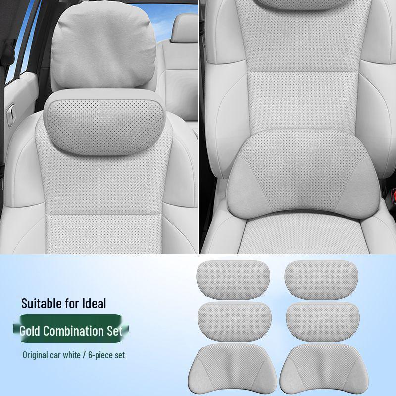 Ideal MEGA Headrest Neck & Lumbar Support Cushion – Suede Pillow for Car Interiors