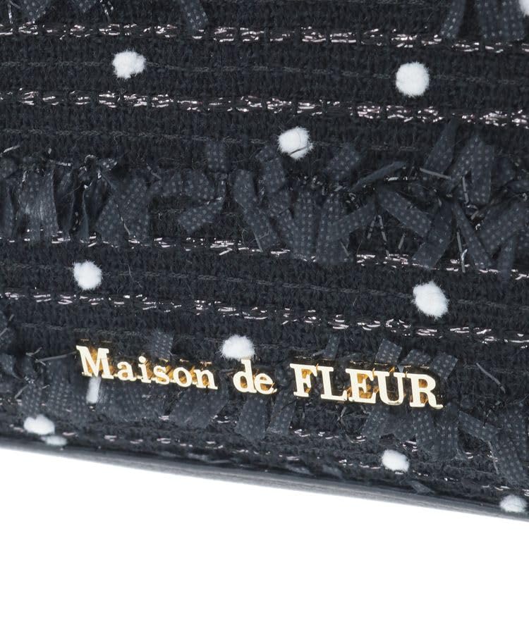 Maison de FLEUR LINTON Tweed Mini Boston Black 2-Way Bag, Women's,