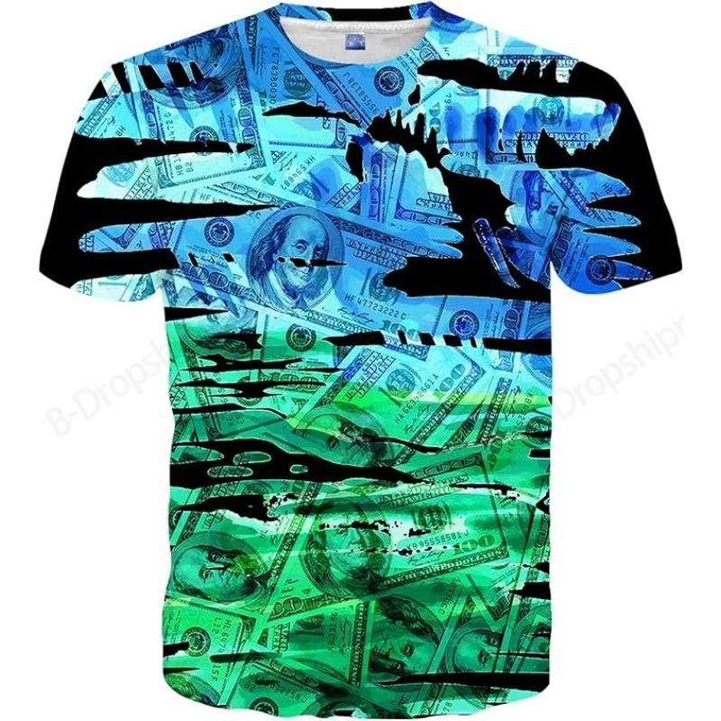 Dolar 3D potisk Grafická trička Módní Ležérní Nadměrná Kulatý výstřih Krátký rukáv Pánská a Dámská Unisex trička