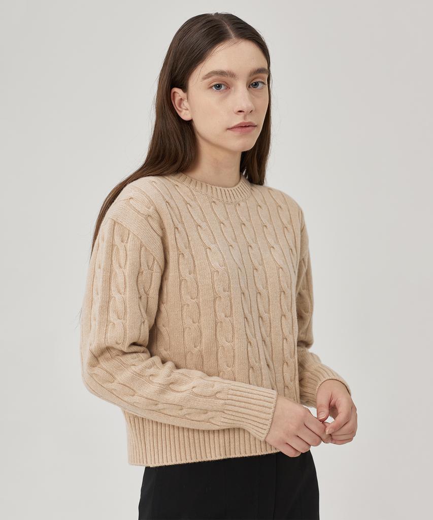 KEI CURRENT Cable Knit_Light Beige