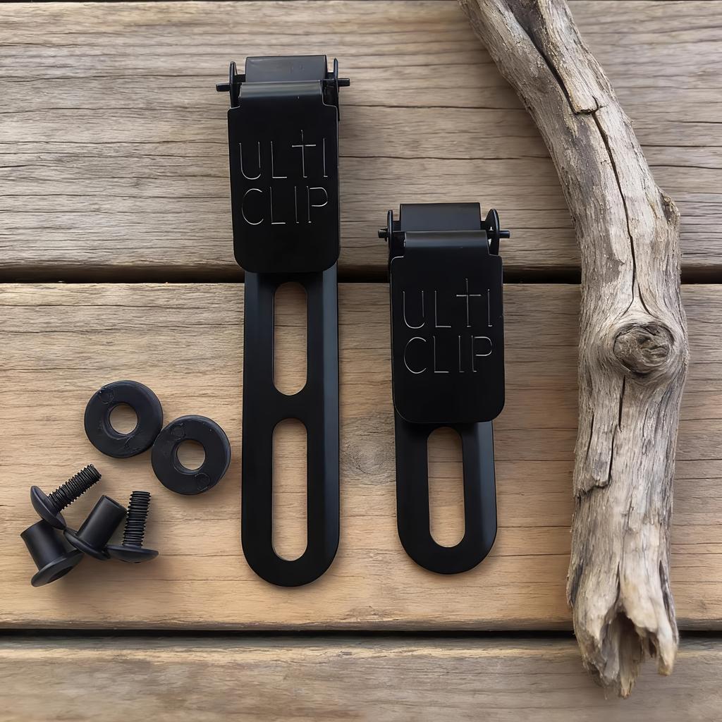 Style Tactique Extérieur Acier Inoxydable Pince de Ceinture UltiClip, Pince en Acier Inoxydable pour Holster, Pince de Ceinture pour Fourreau de Couteau, Pince Arrière Légère