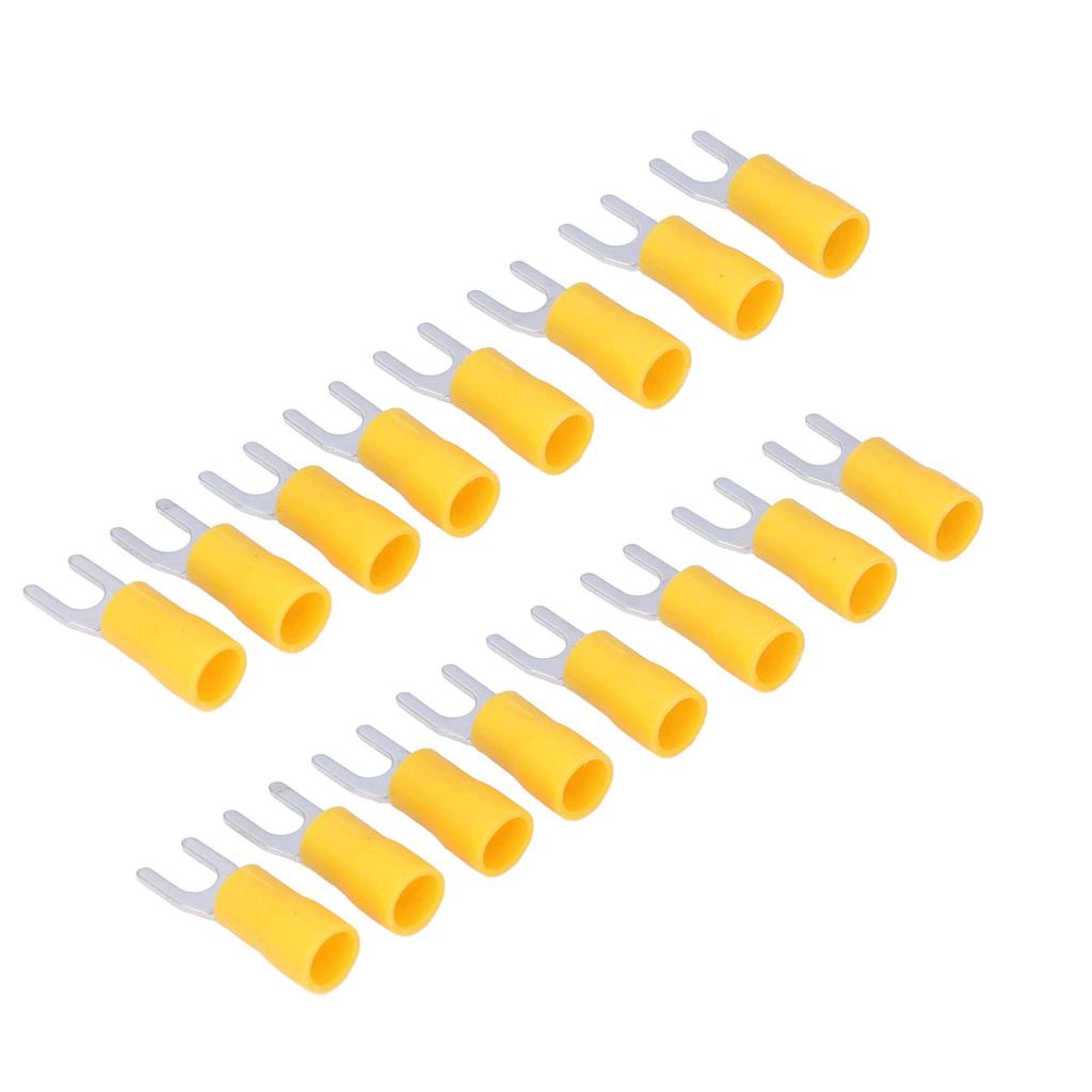 50Pcs Fork Terminals Insulated Spade U Type Wire Connector 12‑10AWG Cable Crimp SV5.5‑4 Yellow