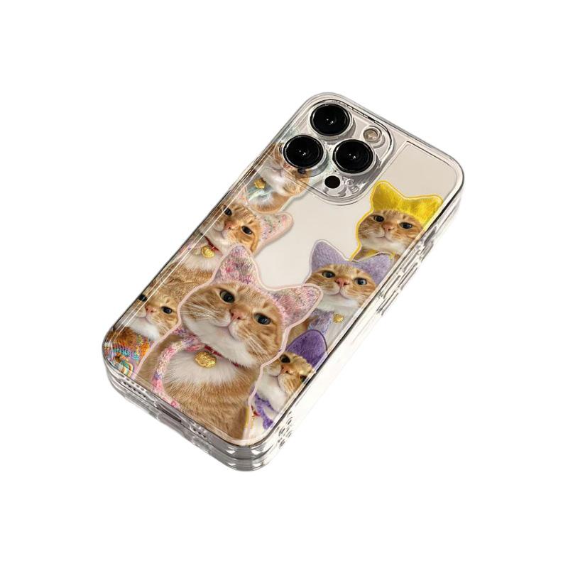Cute Cat Headgear Transparent Case for Apple iPhone 13 14 15 16 Pro Max