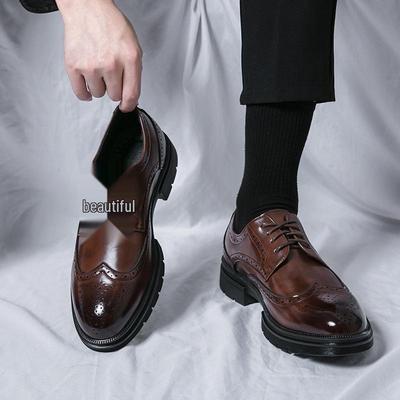 Men's Plus Size Brogue Carved Leather Shoes, Sizes 38-46, for Spring & Autumn 2024 Business Formal Wear