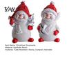Cute Snowman Statue Gifts 2Pcs Christmas Figurine, Tabletop Decor, Resin Snow with Tree Ornaments Knit Hat Scarf for Home Mantel Window Holiday