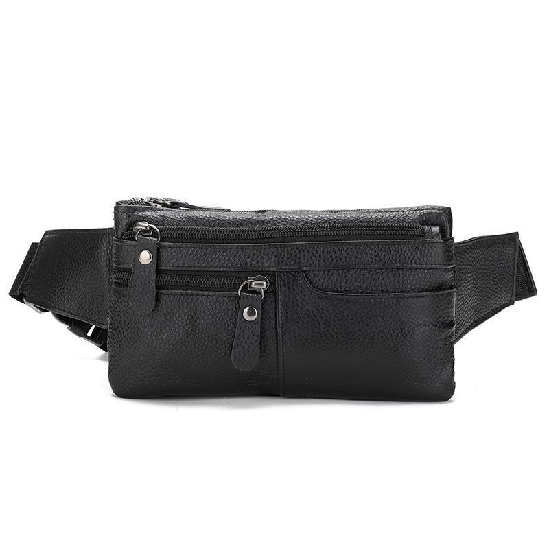 

Business Commuter Men s Waist Bag Pu Soft Leather Crossbody Bag Office Men s Chest Bag чорний