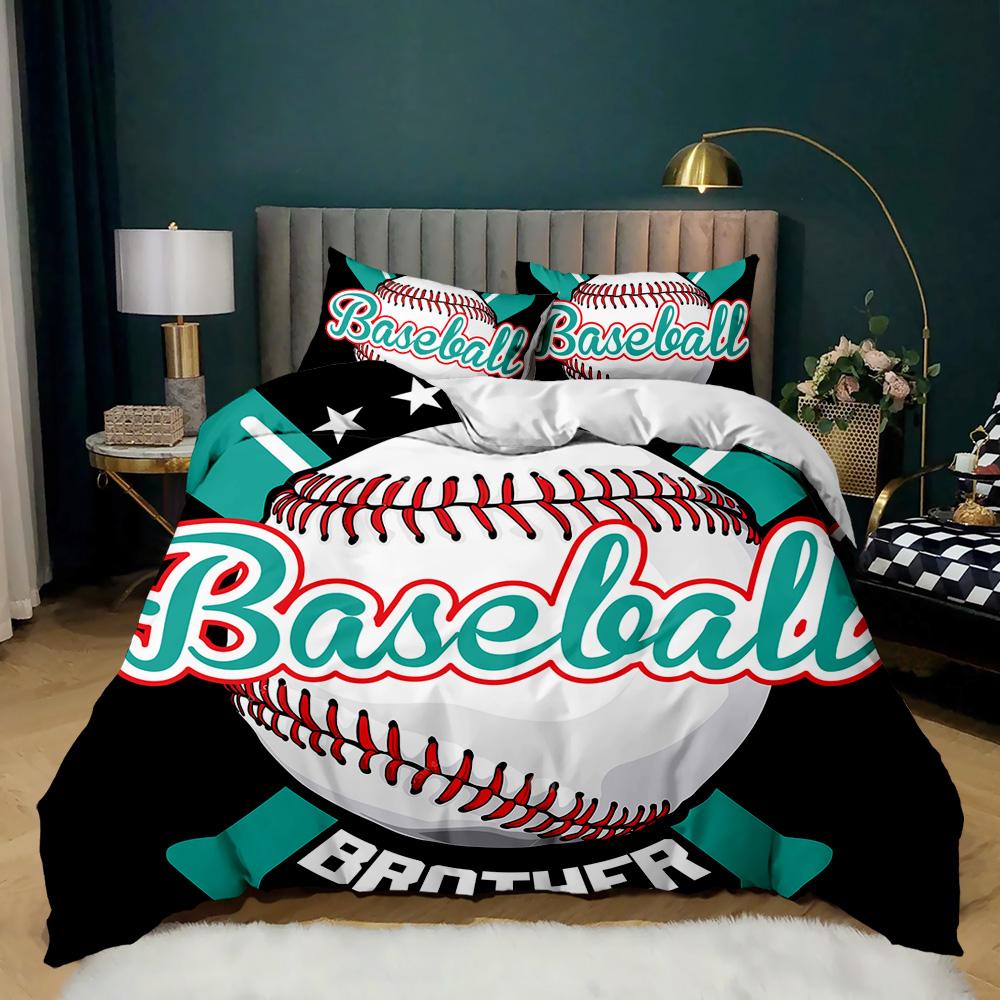 Baseball Duvet Cover Set Twin Queen King Size Ball Comforter Cover Sports Theme Bedding Set Kids Boys Teen Polyester Quilt Cover