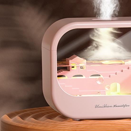 Aroma Diffuser with Landscape, 7 Color Flame Humidifier, 250ml Essential Oil Diffuser with Auto Shut Off, Quiet Mist Humidifier for Home