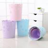 Mini Wastebasket 1.8 Gallons Small Pink Trash Can Room Decor Hollow Flower Shape Plastic Lidless Round Garbage Container Bin for Bathroom, Kitchen,