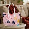 Cute Starfish Pattern Tote Bag Fashion Casual Large Capacity Handbag for Daily Use