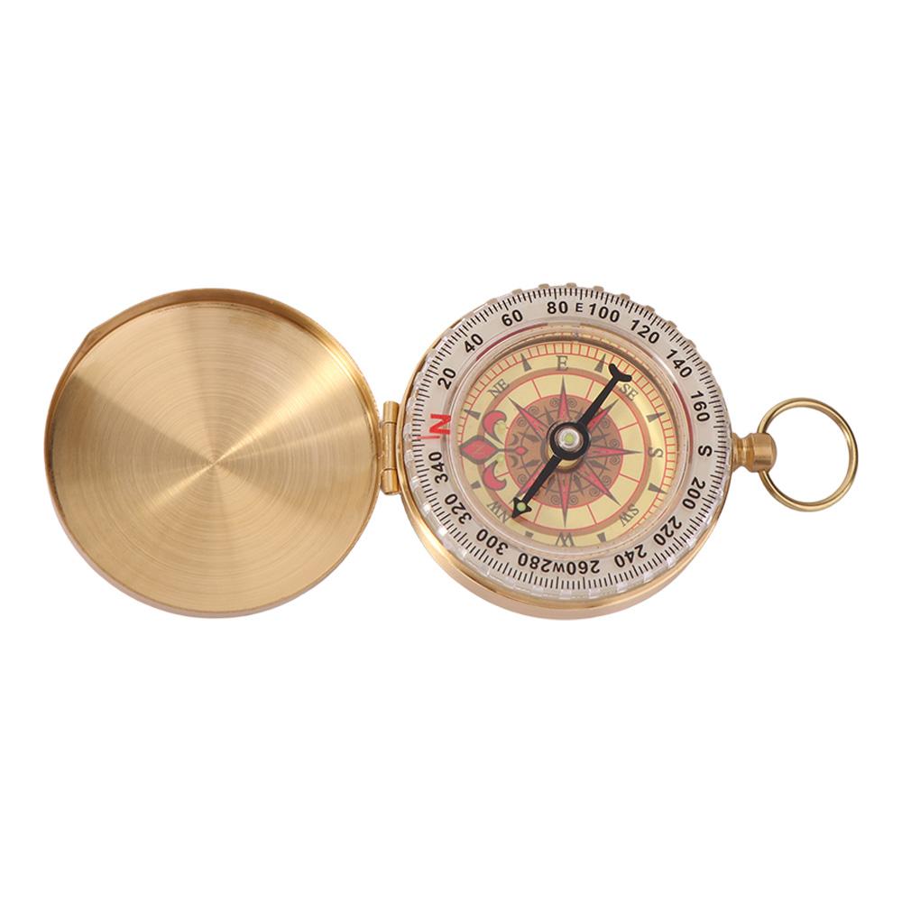 Gold Color Outdoor Compass Copper Camping Compass High-Grade Portable Pocket Compass Navigation