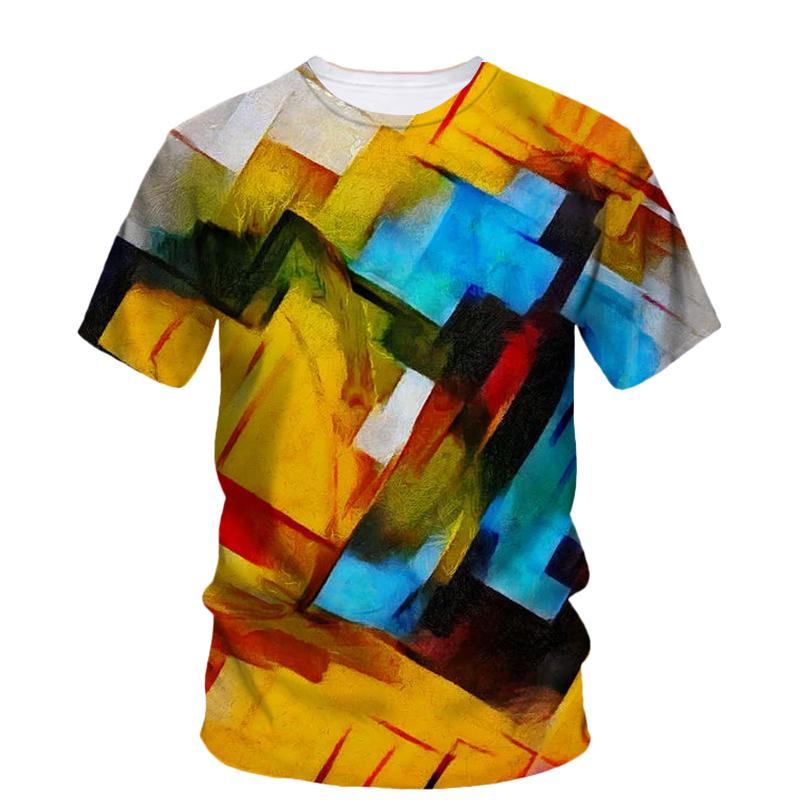 Streetwear Artistic Graffiti T-shirts 3D Printing Round Neck Short Sleeves Summer Comfortable Hip Hop Men's T-shirts
