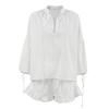 Womens Cotton Linen Blend 2-Piece Set Lantern Sleeve Top Shorts Casual Fashion 2026