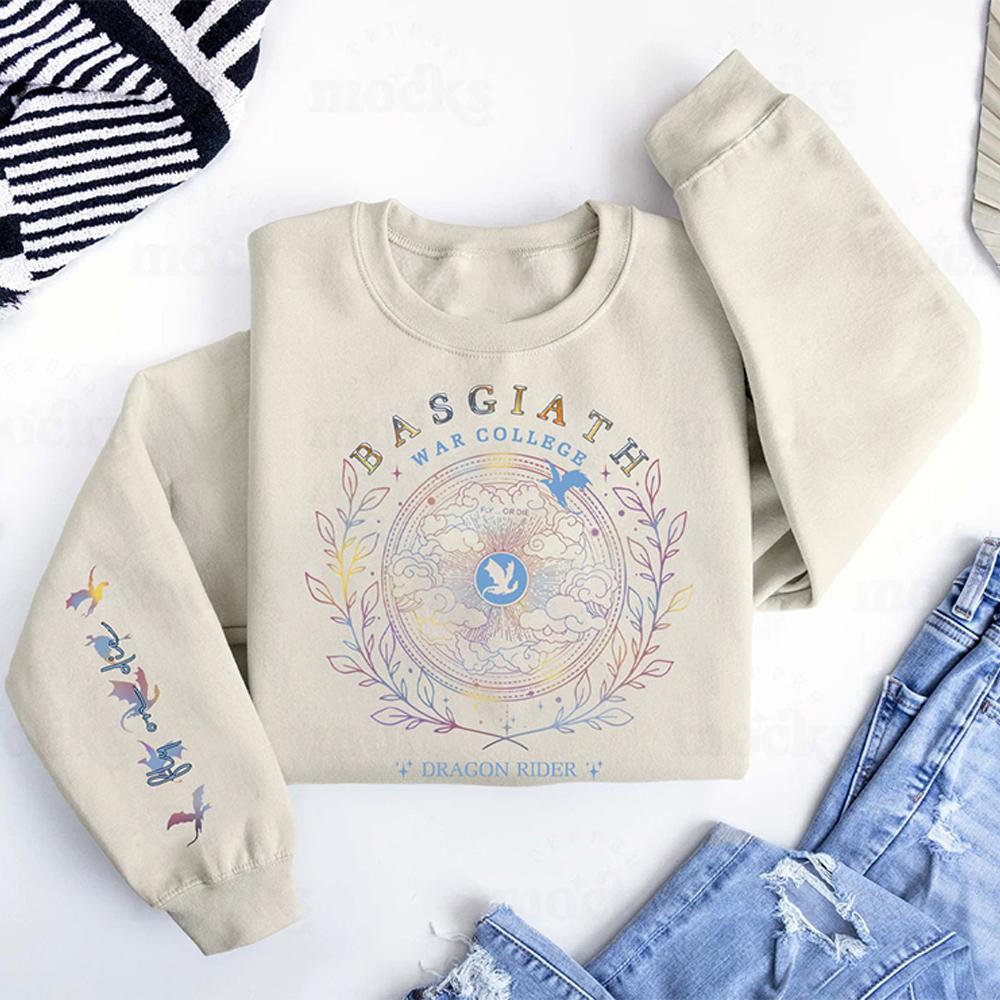 Women Y2K Top Retro Sweatshirt Basgiath War College Sweatshirt The Empyrean Series Fantasy Fourth Wing Comfort Hoodie Streetwear
