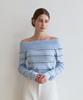 Odier Striped Off-Shoulder Pullover - Sky Blue Combination