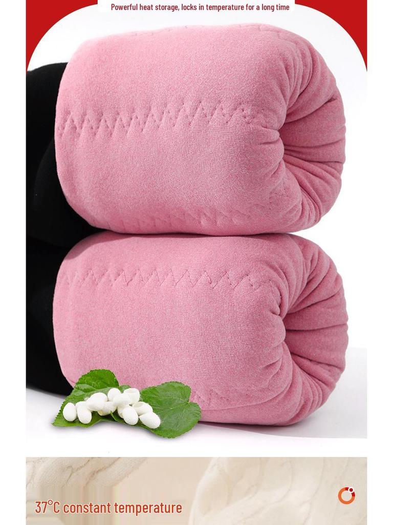 Women's Fleece-Lined High-Waist Winter Pants - Thick, Warm, Slimming, Plus Size Pencil Style with Knee Protection.