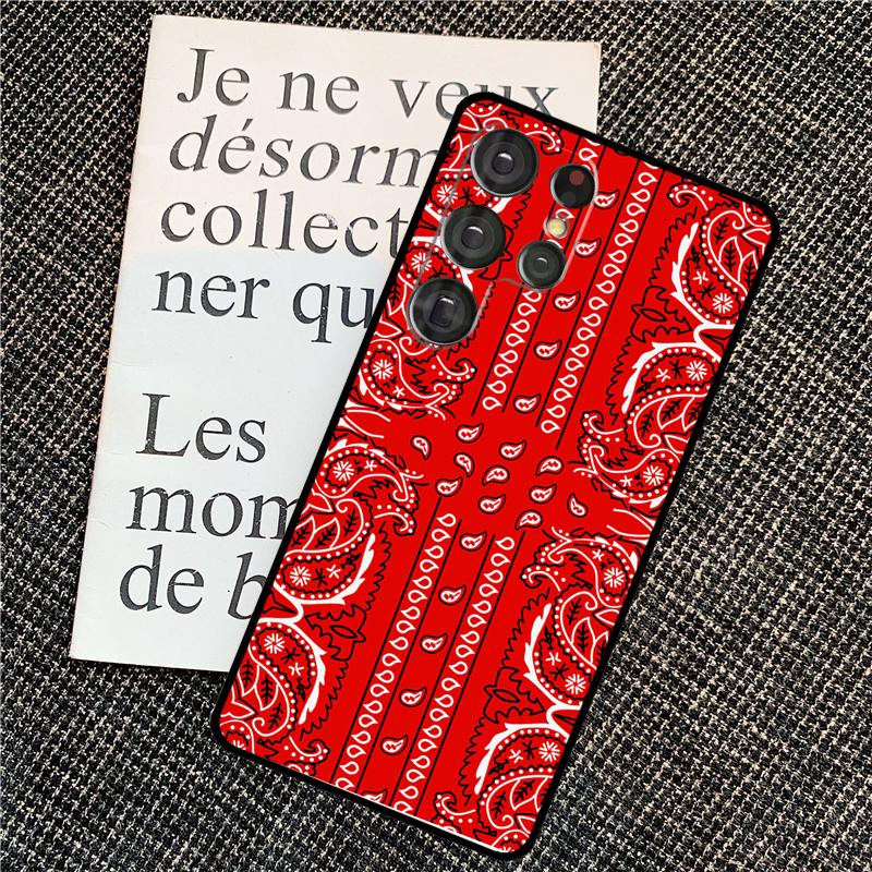 Red Bandana Paisley Case For Samsung Galaxy S25 Ultra S20 S21 S22 S23 S24 Ultra S9 S10 Plus S25 FE Back Cover