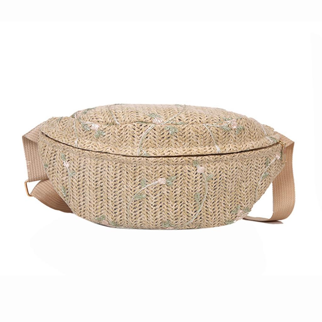 Straw Bag Beach Women Waist Pack Purse Casual Large Belt Bags Pouch Travel Phone Bag Fanny Packs Hip Pockets