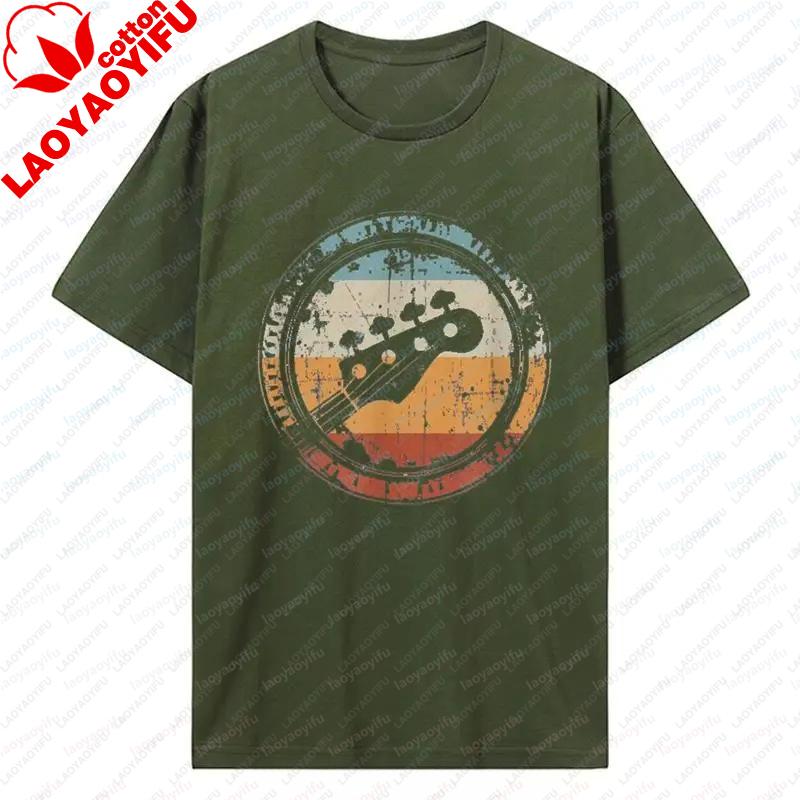 Vintage Bass Graphic Streetwear Cotton Birthday Gifts Summer Tshirt Guitar Headstock for Bassist and Bass Player Oneck T Shirt