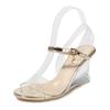 2025 new rhinestone women's sandals, princess buckle high-heeled women's shoes, temperament artificial side empty sandals