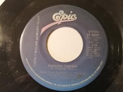 7inch Record CHARLY MCCLAIN  MICKEY GILLEY  CH  Paradise Tonight  The Four Seasons 3404007 EPIC 1983 Canada CountryFolk Used
