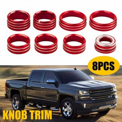 8pcs Center Control Switch Button Knob Ring Trim For 2014-2018 Chevy Silverado V