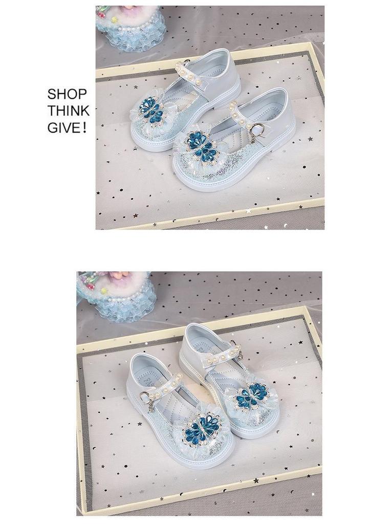 2026 Spring Girls' Princess Crystal Soft Sole Leather Shoes