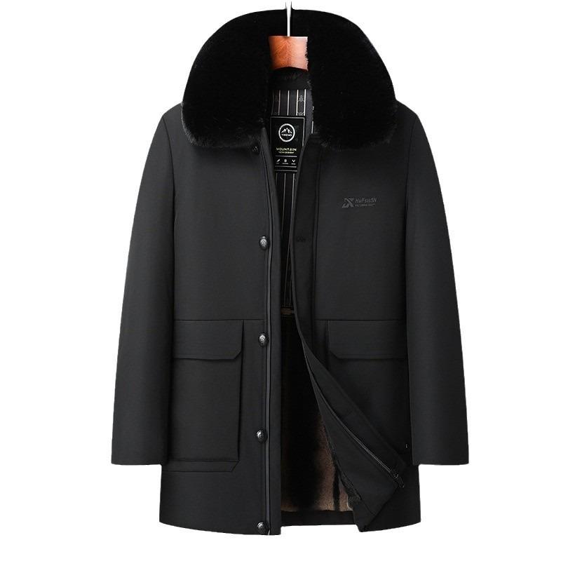 Men's Fleece Thickened Removable Sweater-neck Cotton-padded Coat Winter New Men's Clothing Medium and Old Business Casual Jacket