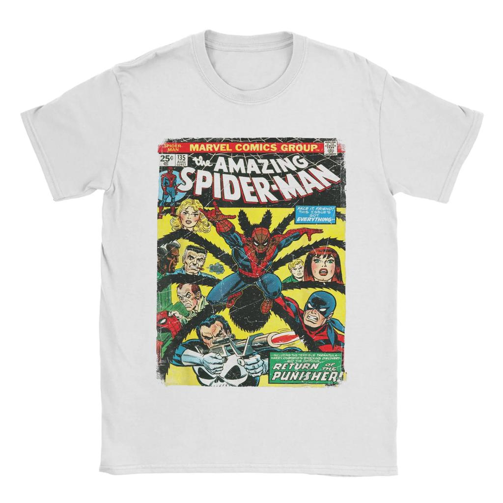 Genuine Authorized T-Shirt Amazing Spider-Man Comic Print T-Shirt Fashion Mens Cotton Top Relaxed Large Size Short Sleeve