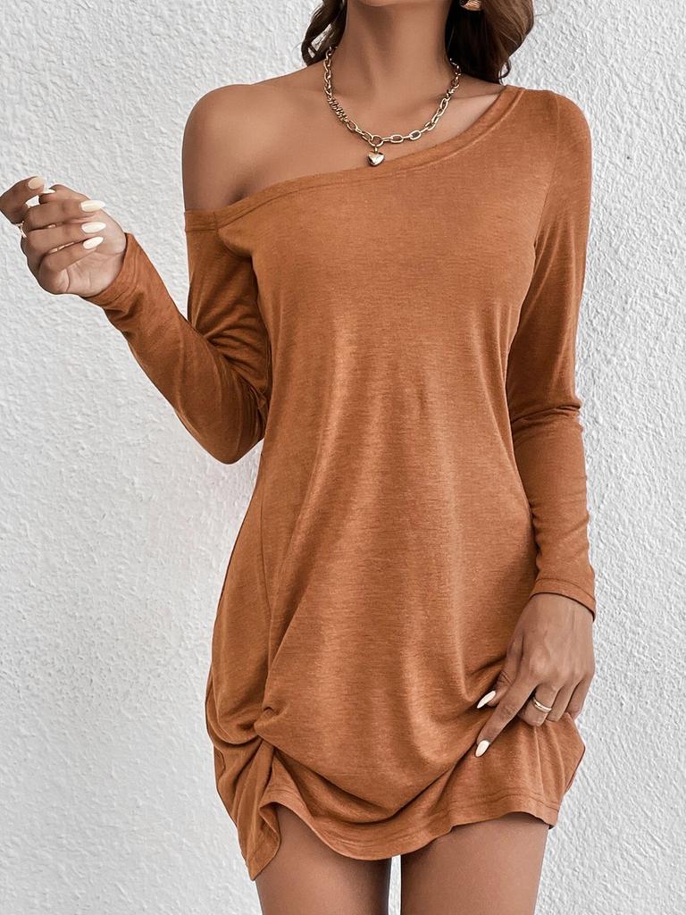 2025 Long Sleeve Loose Solid Colour T-Shirt Casual Elegant And Beautiful Women's Dresses Fashion Summer Dress