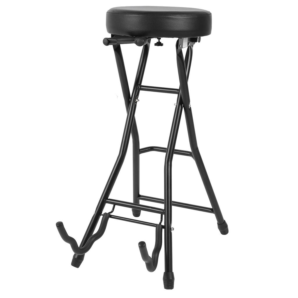 Skládací kytarová stolička 29,1 palce výška Kytarová židle Sedák s polstrovaným polštářem Vestavěný stojan