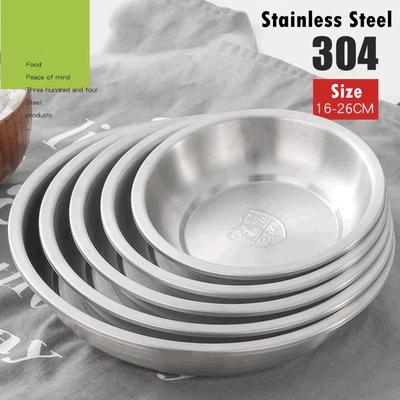 Rundes Speiseteller-Set aus 304 Edelstahl, Geschirr, Obst- und Desserttablett, Teller, Küche zu Hause, Lebensmittel, Geschirrbehälter