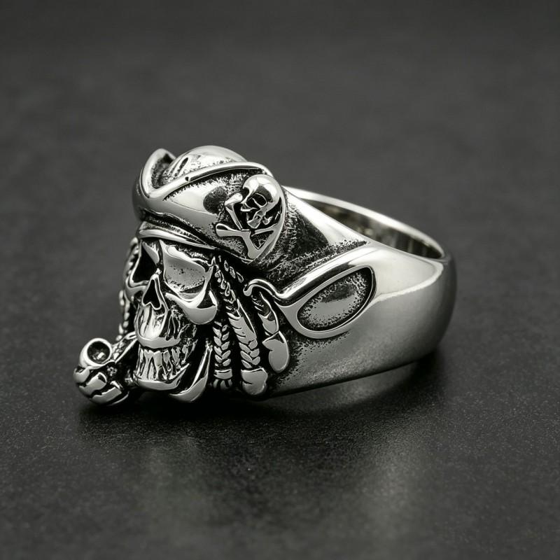 Adjustable Open Skull Ring Vintage Pirate Style Copper Statement Jewelry Men Women
