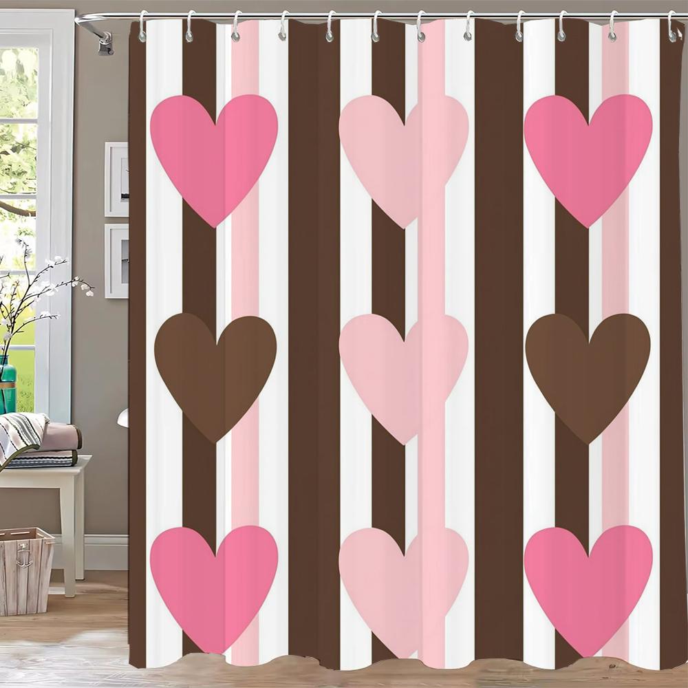 1ks Moderní Růžová Mašle Sprchový Závěs Koupelnové Závěsy S Háčky, Tištěný Závěs Dívčí Domácí Dekorace Závěs