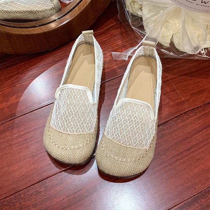 2025 summer new mesh lace breathable versatile fisherman shoes flat single shoes versatile outdoor casual single shoes