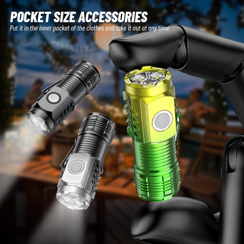 Mini Flashlight Powerful Tactical Flashlight USB Rechargeable Multifunctional Outdoor Waterproof Camping Fishing Hunting Light