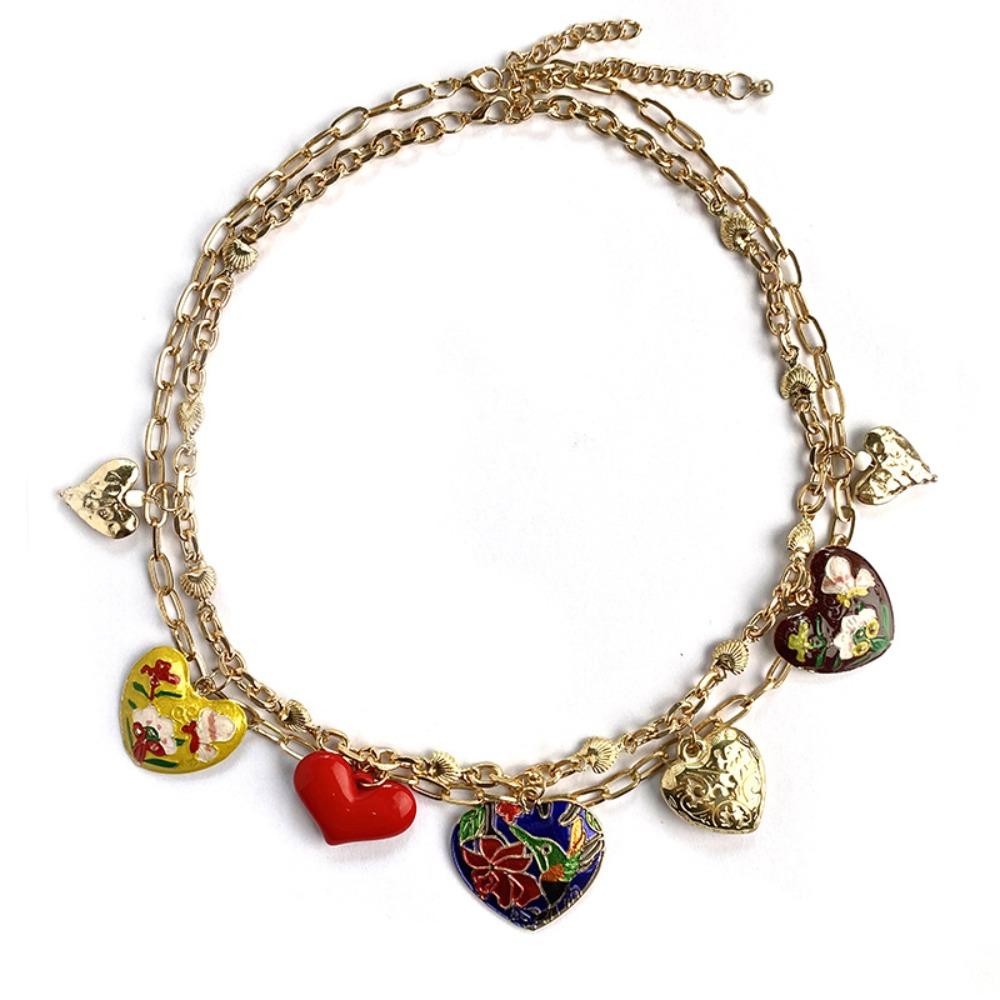Unique Heart and Butterfly Pendant Gold Bohemian Collarbone Chain  Women