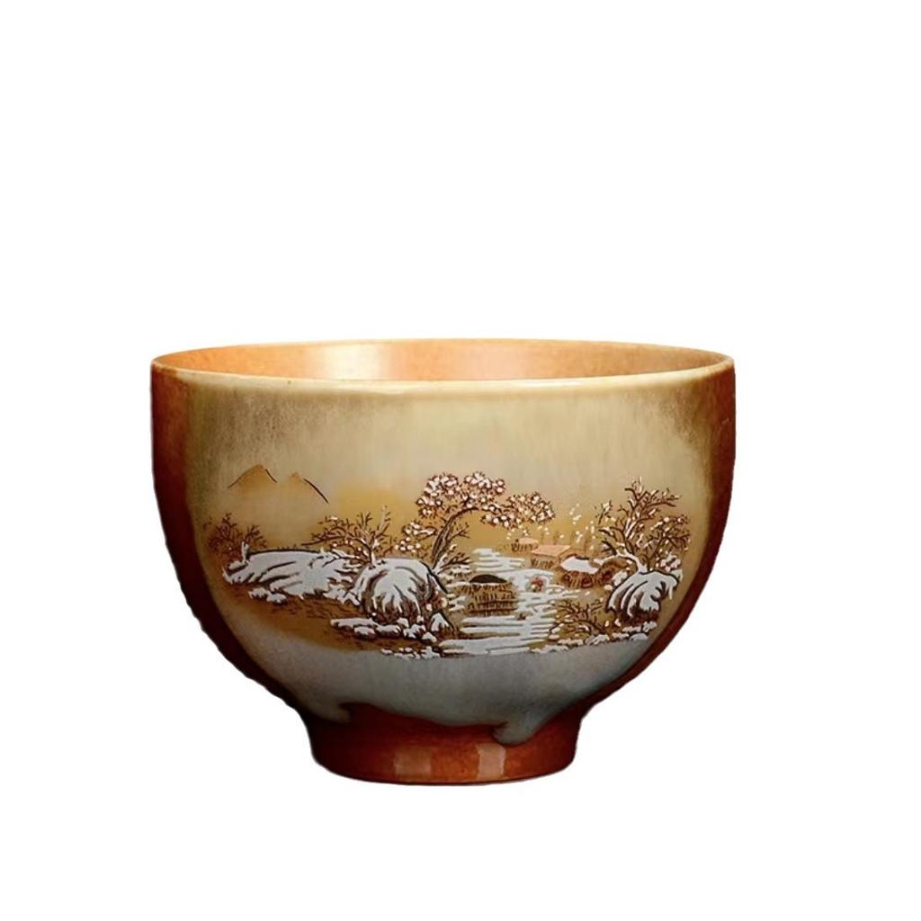 Retro Wood Fired Teacups Creative Handmade Ceramic Mug Chinese Kung Fu Gongfu Tasting Master Cup Tea Ceremony Teaware Drinkware