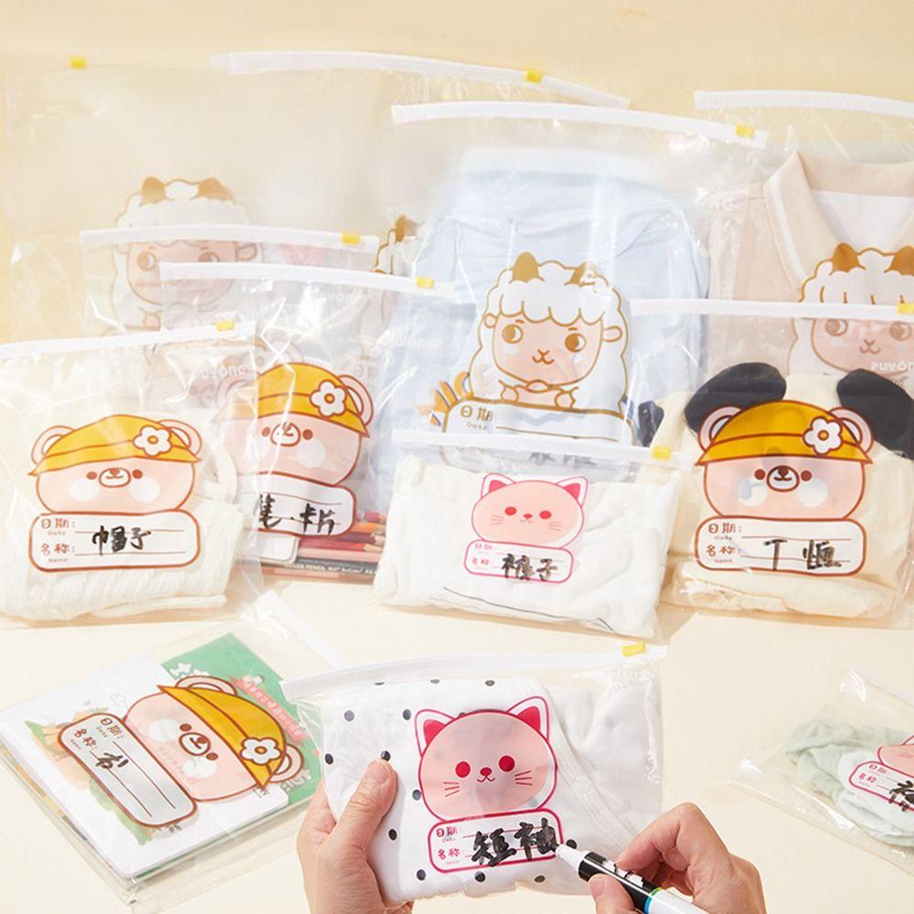 10/15PCS Cartoon Pattern Classified Sealed Bag Moisture-proof Cloth Sorting Pouch  Travel