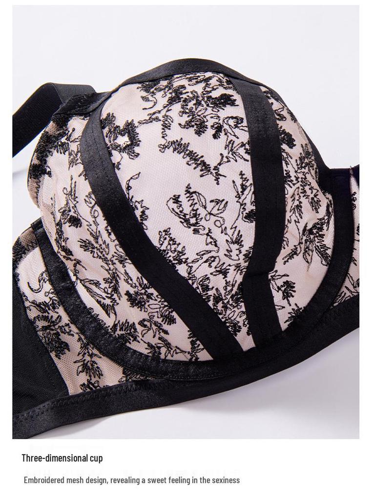 European & American Plus Size Anti-Sagging Mesh Lingerie Bra for Large Busts