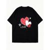 Oversized T-Shirt Black Love Heart And Arrow Print For Casual Wear
