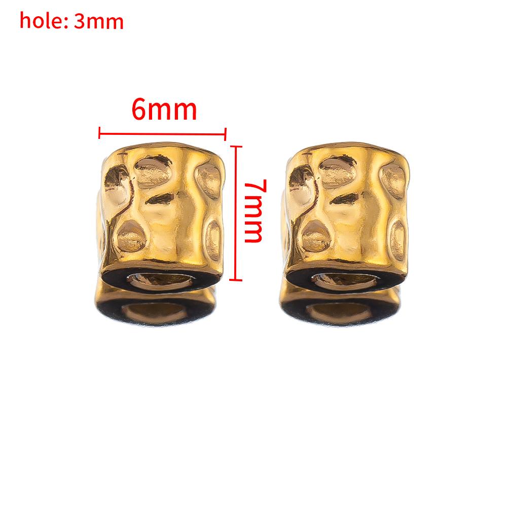 10PCS Stainless Steel Gold Plated Round Oval Dots Texture Cylinder Spacer Beads for Needlework DIY Bracelet Jewelry Making Craft