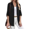 Womens Casual Button Up Long Sleeve Roll Tab Sleeve Shirt