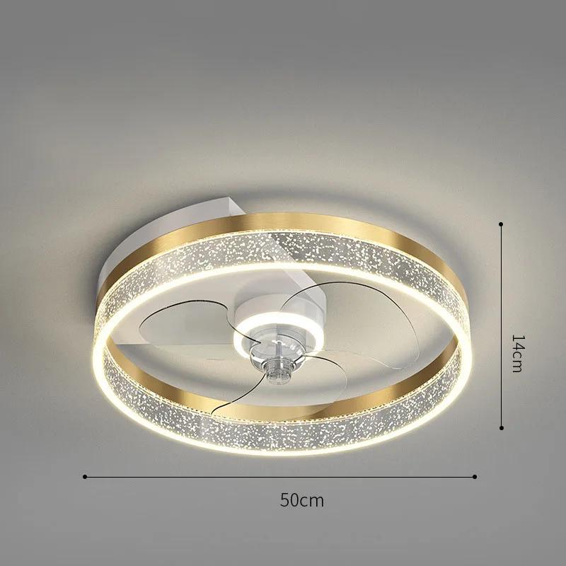 Nordic Bedroom Ceiling Fan Light Remote Control Invisible Blade Silent Ceiling Light Home Decoration Low Floor Fan with Light