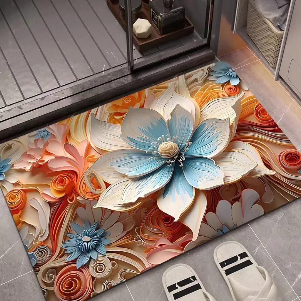 

3D Oil Painting Diatomaceous Earth Absorbent Floor Mat Anti Slip Floor Mat Bathroom Door Quick Drying Bathroom Carpet Floor Mat 40x60cm