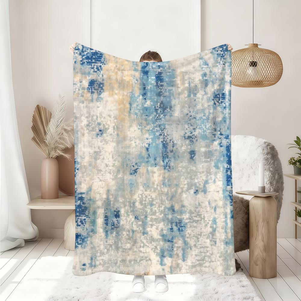 blue and white print Blanket Soft Throw Blanket for Home Bedroom Bed Sofa Picnic Travel Office Rest Cover Blanket Gift