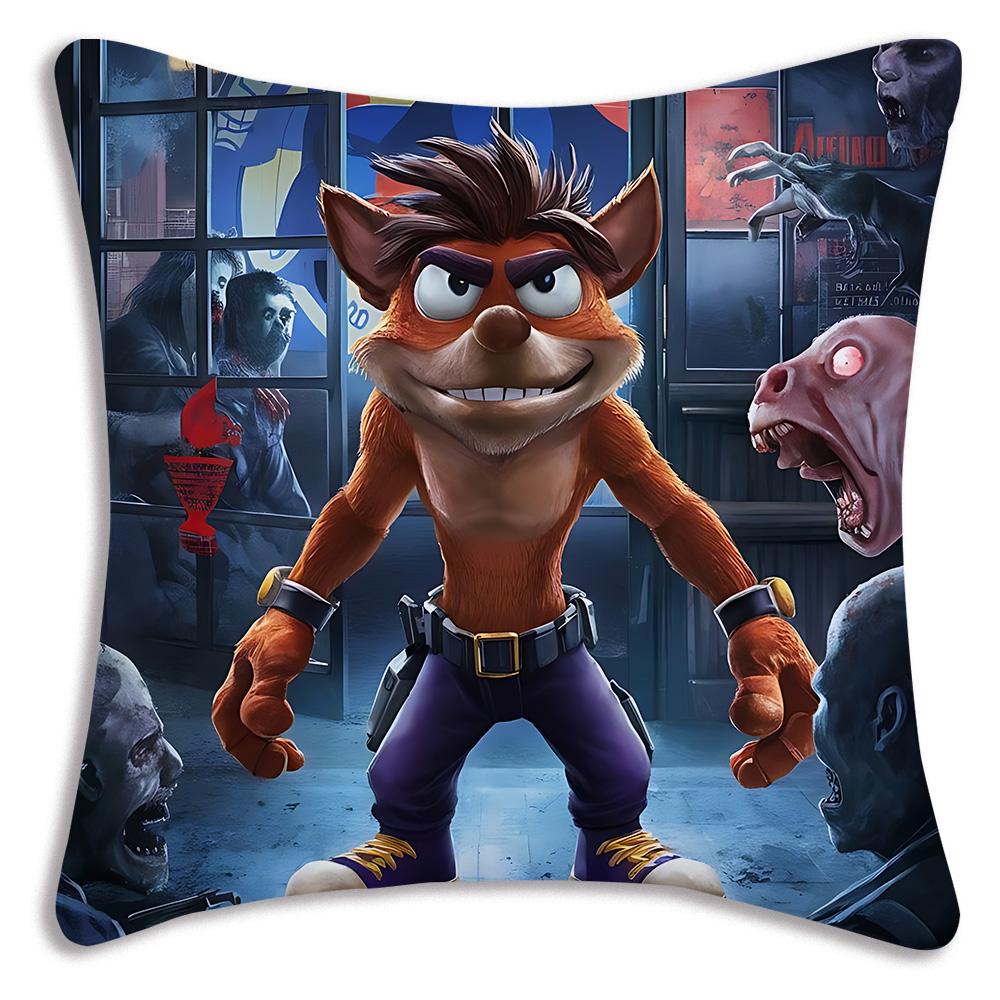 Cartoon Crashs B-Bandicoots Pillow Covers Cartoon Sofa Decorative Home Double-sided Printing Short Plush Cute Cushion Cover
