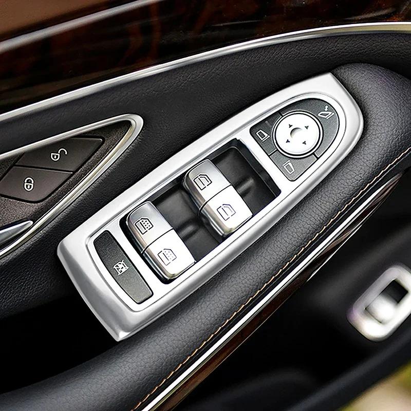 ABS Silver Bil Dörr Fönsterglas Lyftknapp Ram Cover Trim Dekaler För Mercedes-Benz S-klass W222 2014-2020 Bil Tillbehör