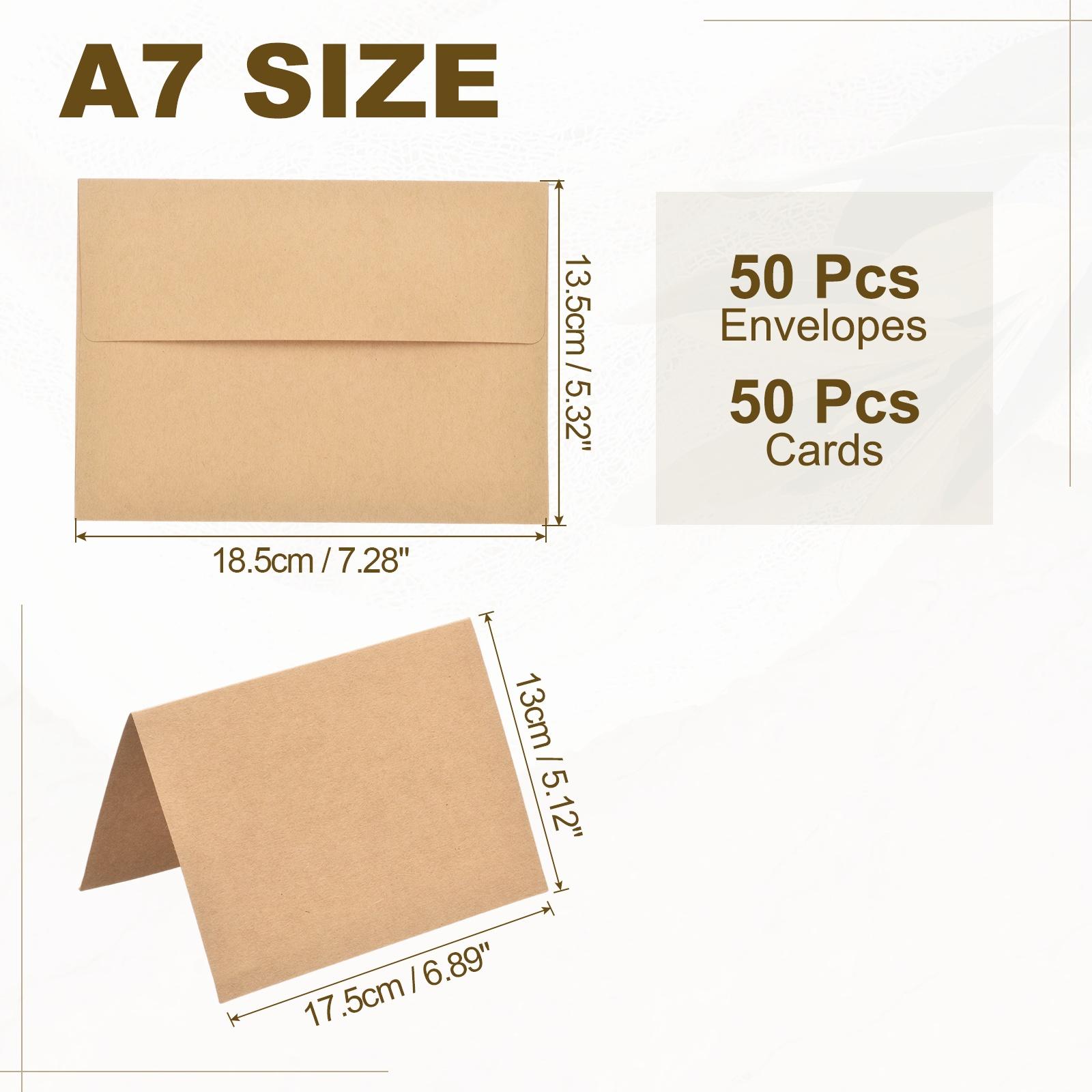 50Set A7 Envelopes with Folded Cards Self Seal Paper Envelopes with Folded Cardstock Cards for Greeting Party Wedding Invitation светло-коричневого