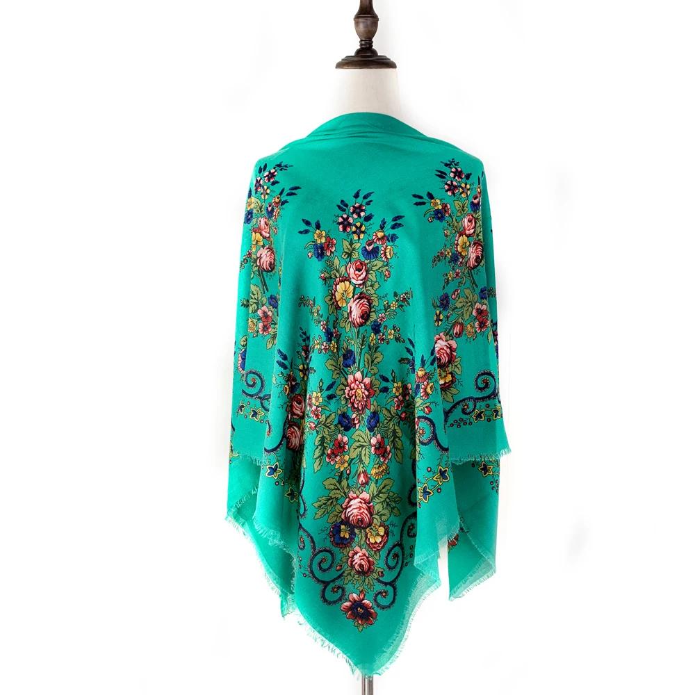 130*130cm Breathable Thin Printed Russian Square Scarf